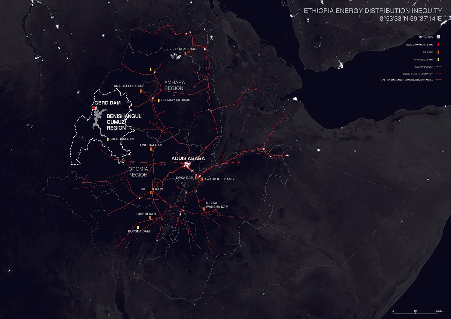 Ethiopia Night Lights Energy Grid